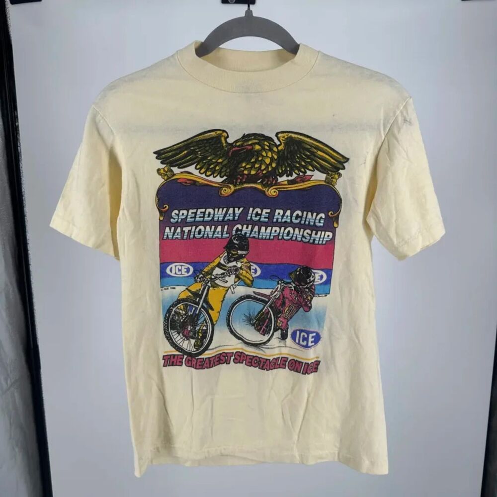Vintage 1988 Speedway Ice Racing National Championship T-Shirt Size Small